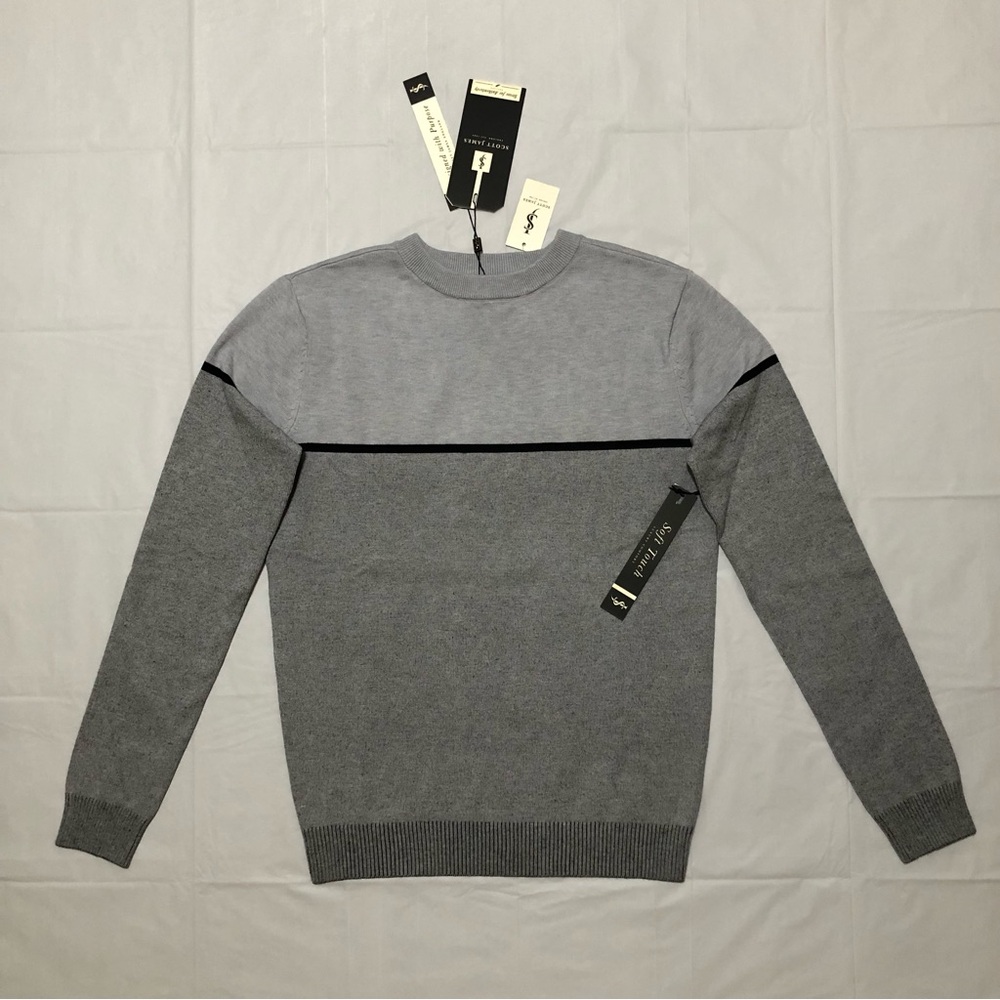 NWT Scott James Men’s Pullover Stretch Gray Sweater M